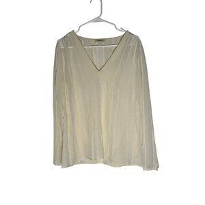 LAgence Off White V-Neck Silk Blouse Women's Size M